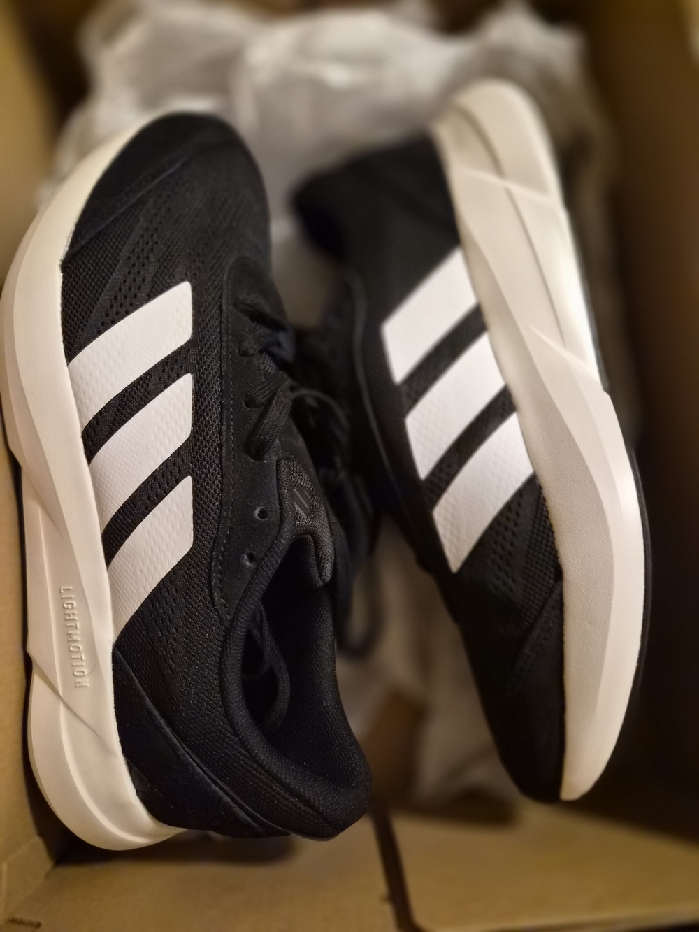adidas Black and White Lightweight Running Sneakers